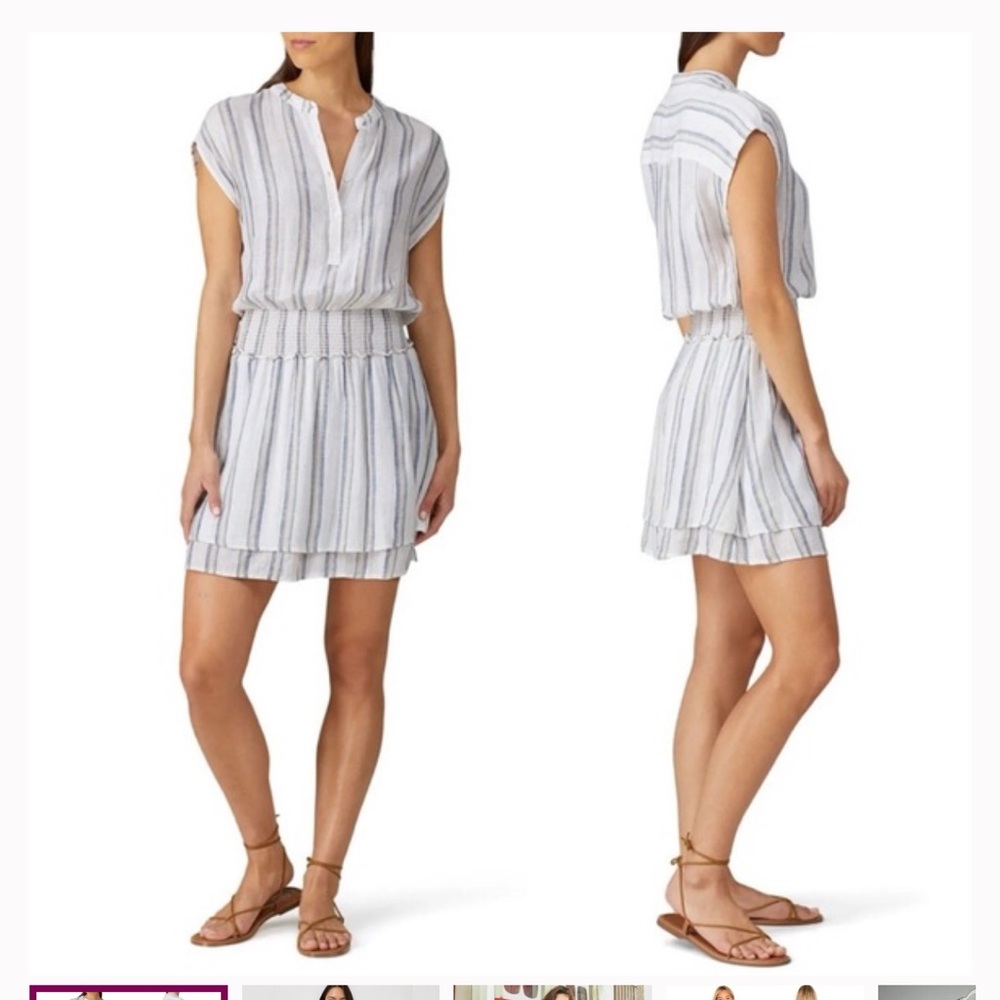 Rails Angelina Linen Blend Smocked Mini Dress xxl